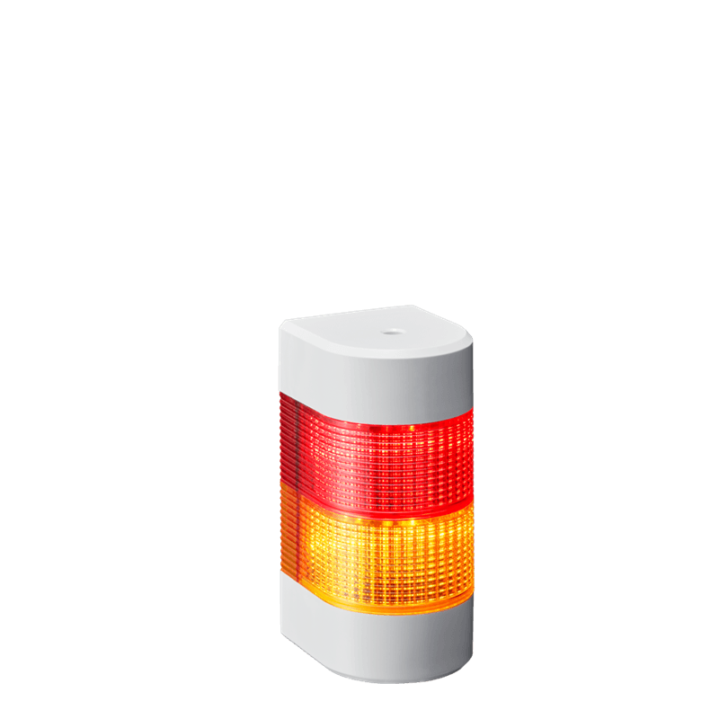 Patlite WME-202D-RY 80mm profile 2-Tier wall mount LED signal tower, 24V DC, continuous only, ivory body. LED mod: red, amber Patlite WME-202D-RY 80mm profile 2-Tier wall mount LED signal tower, 24V DC, continuous only, ivory body. LED mod: red, amber