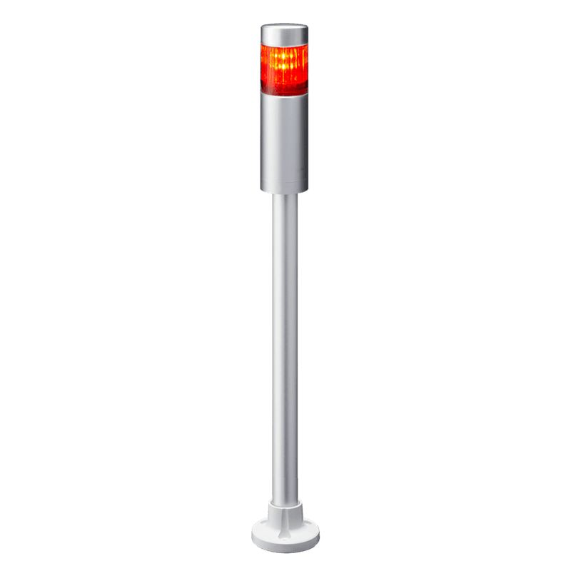 Patlite LR4-102PJNU-R 40mm 1-tier Signal Tower, 24V DC, Pole Mount with Circular Bracket and Cable, No Flashing/Buzzer, Silver body, Red LED Module Patlite LR4-102PJNU-R 40mm 1-tier Signal Tower, 24V DC, Pole Mount with Circular Bracket and Cable, No Flashing/Buzzer, Silver body, Red LED Module