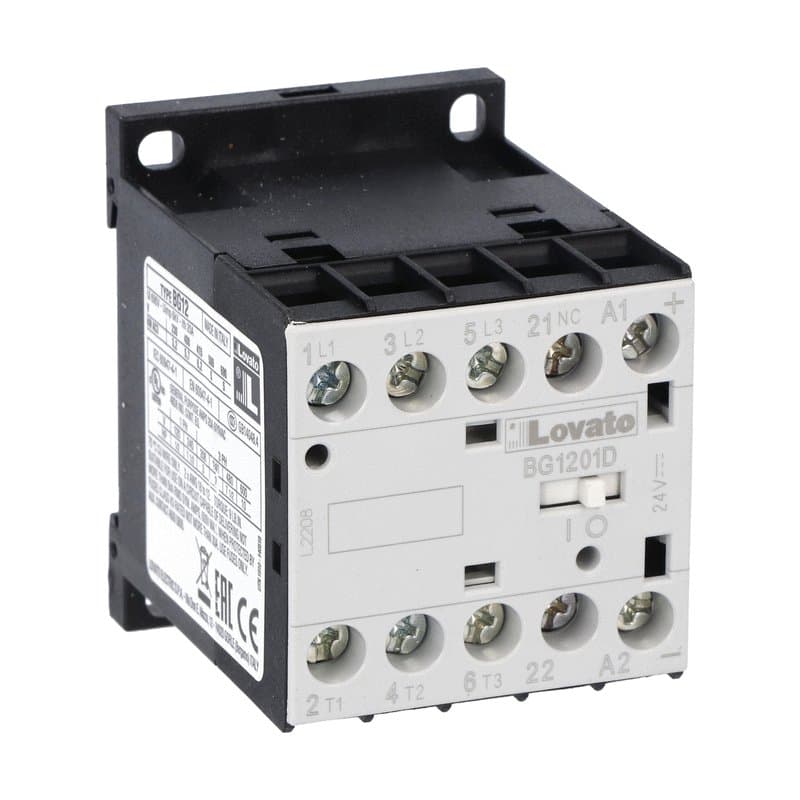 Lovato Electric 11BG1201D048 11BG1201D048 Lovato - Three-pole contactor, IEC operating current Ie (AC3) = 12A, DC coil, 48VDC, 1NC auxiliary contact Lovato Electric 11BG1201D048 11BG1201D048 Lovato - Three-pole contactor, IEC operating current Ie (AC3) = 12A, DC coil, 48VDC, 1NC auxiliary contact