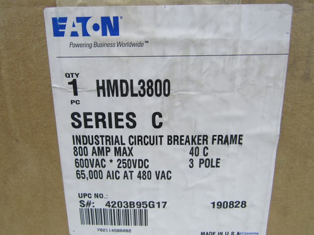 HMDL3800 Part Image. Manufactured by Eaton.