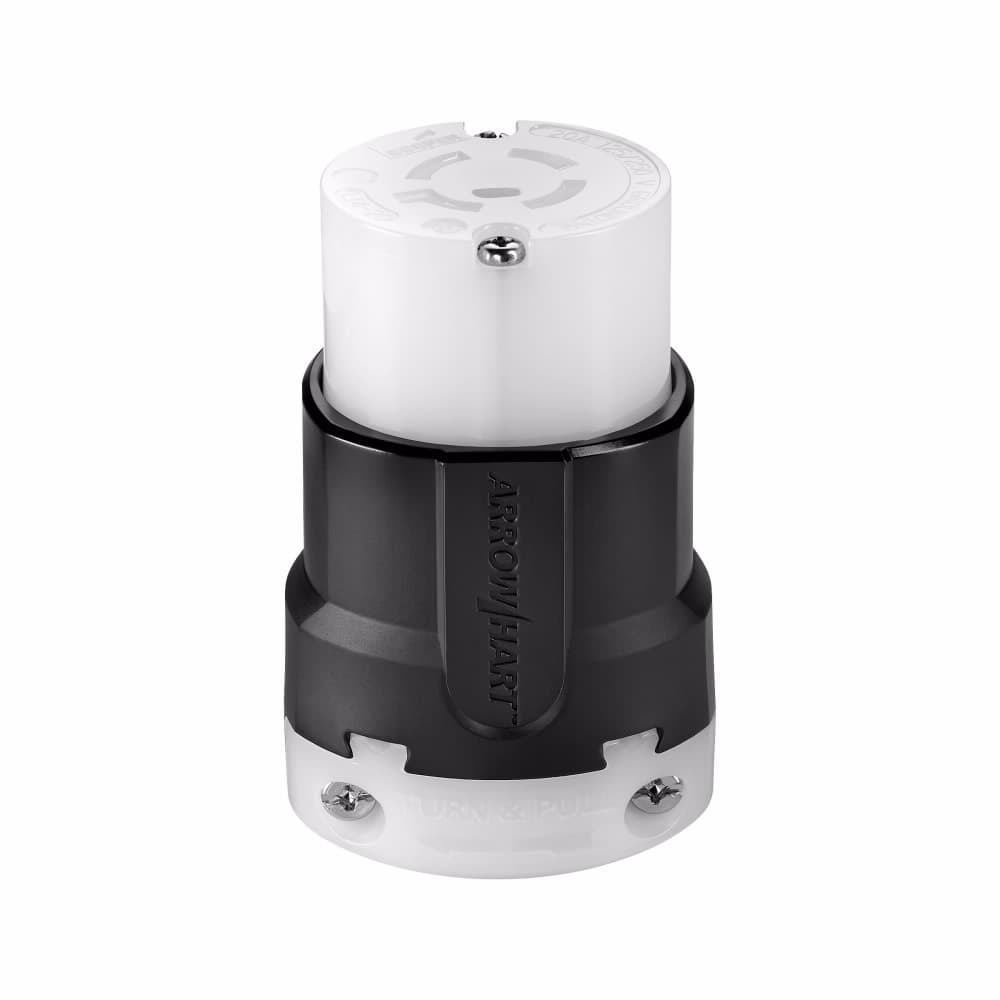 Eaton AHL1420C Eaton Arrow Hart ultra grip locking connector, #14-8 AWG, 20A, Industrial, 125/250V, Back wiring, Black, white, Ultra grip, L14-20, Three-pole, Four-wire, Nylon Eaton AHL1420C Eaton Arrow Hart ultra grip locking connector, #14-8 AWG, 20A, Industrial, 125/250V, Back wiring, Black, white, Ultra grip, L14-20, Three-pole, Four-wire, Nylon