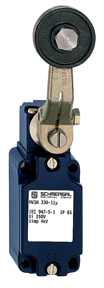 Schmersal MV3H 330-11Y-M20 Position switch; light position switches; Metal enclosure; Long life; 40 mm x 76 mm x 40 mm ( basic component); Suitable for low actuating speeds; 1 Cable entry M 20 x 1.5; free of silicon; proved in power station applications; Actuator head can be reposi Schmersal MV3H 330-11Y-M20 Position switch; light position switches; Metal enclosure; Long life; 40 mm x 76 mm x 40 mm ( basic component); Suitable for low actuating speeds; 1 Cable entry M 20 x 1.5; free of silicon; proved in power station applications; Actuator head can be reposi