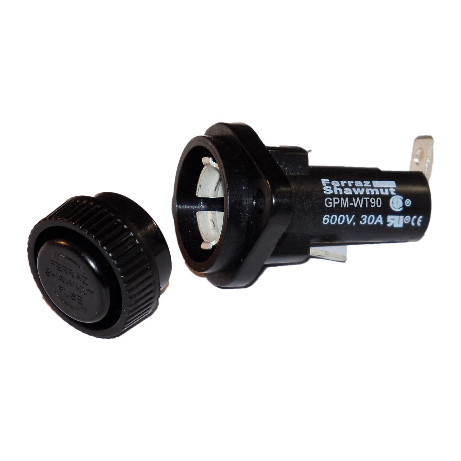 Mersen GPM-WT90 GPM-WT90 Mersen - Fuse Block 600VAC 600VDC 30A 1/4in Quick Connect / Solder 90 angle Water-tight Screw Knob Panel Mount Mersen GPM-WT90 GPM-WT90 Mersen - Fuse Block 600VAC 600VDC 30A 1/4in Quick Connect / Solder 90 angle Water-tight Screw Knob Panel Mount