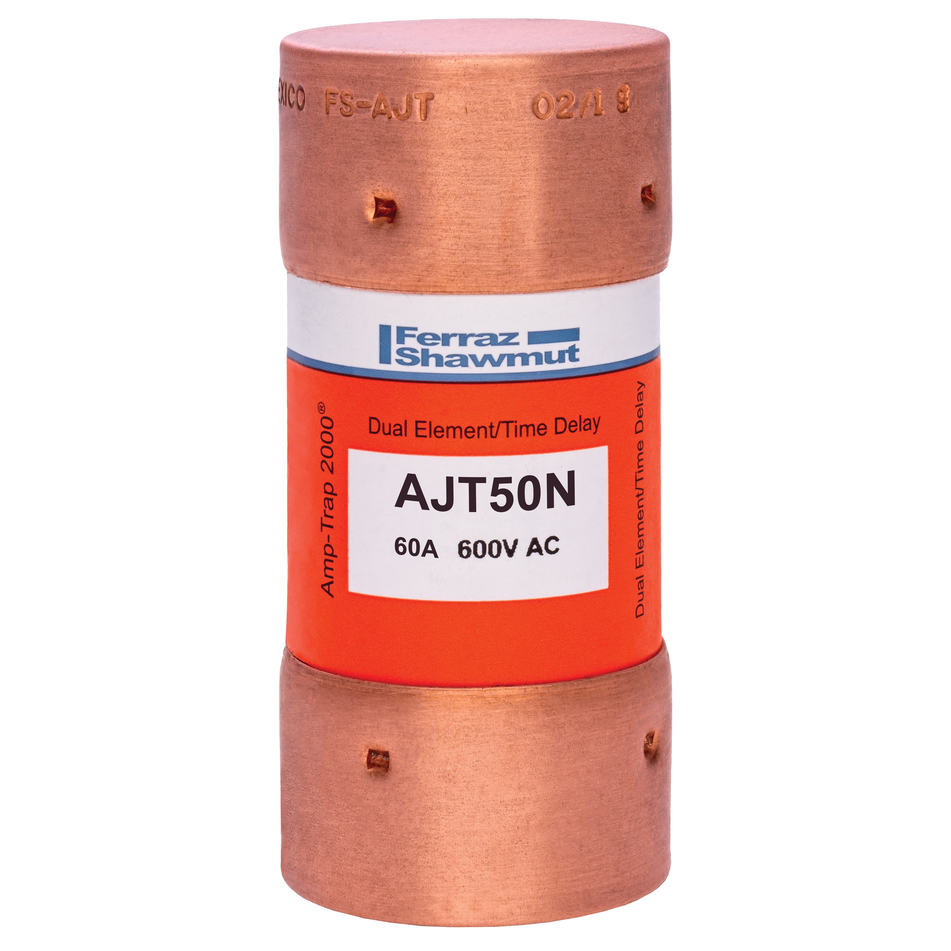 Mersen AJT50N AJT50N Mersen - Fuse AJT - Class J - Time-delay 600VAC 400VDC 50A Ferrule Amp-Trap 2000® Mersen AJT50N AJT50N Mersen - Fuse AJT - Class J - Time-delay 600VAC 400VDC 50A Ferrule Amp-Trap 2000®