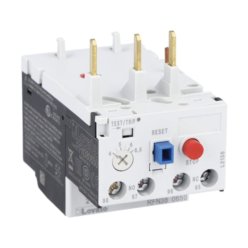 Lovato Electric RFN380040 RFN380040 Lovato - Motor protection relay, non phase failure/non single-phase sensitive. Three-pole (three-phase), manual or automatic resetting. Direct mounting on BF09 - BF38 contactors, 0.25...0.40A Lovato Electric RFN380040 RFN380040 Lovato - Motor protection relay, non phase failure/non single-phase sensitive. Three-pole (three-phase), manual or automatic resetting. Direct mounting on BF09 - BF38 contactors, 0.25...0.40A