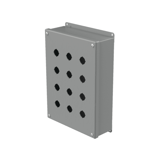 Hoffman E12PBG Pushbutton Enclosures, Type 12, 12PB x 22.5mm, Gray, Steel Hoffman E12PBG Pushbutton Enclosures, Type 12, 12PB x 22.5mm, Gray, Steel