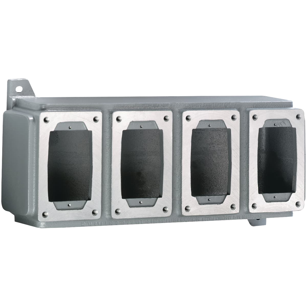 Hubbell SWB-20 SWB Series - Aluminum Four-Gang Device Body For Use With XCS/XS/XT Cover Assemblies - Hub Size 1-1/2 Inch Max ; Copper free cast aluminum alloy. ; Designed for custom drilled and tapped conduit openings on all four sides and the back. ; Ground flange joi Hubbell SWB-20 SWB Series - Aluminum Four-Gang Device Body For Use With XCS/XS/XT Cover Assemblies - Hub Size 1-1/2 Inch Max ; Copper free cast aluminum alloy. ; Designed for custom drilled and tapped conduit openings on all four sides and the back. ; Ground flange joi