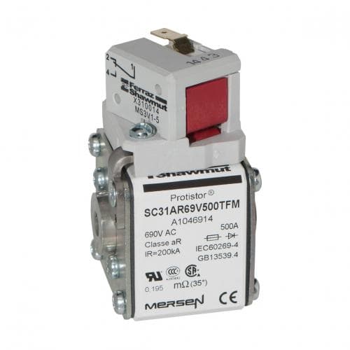 Mersen A1046914 Size 31 type TTF with microswitch aR 500 A 690VAC Mersen A1046914 Size 31 type TTF with microswitch aR 500 A 690VAC