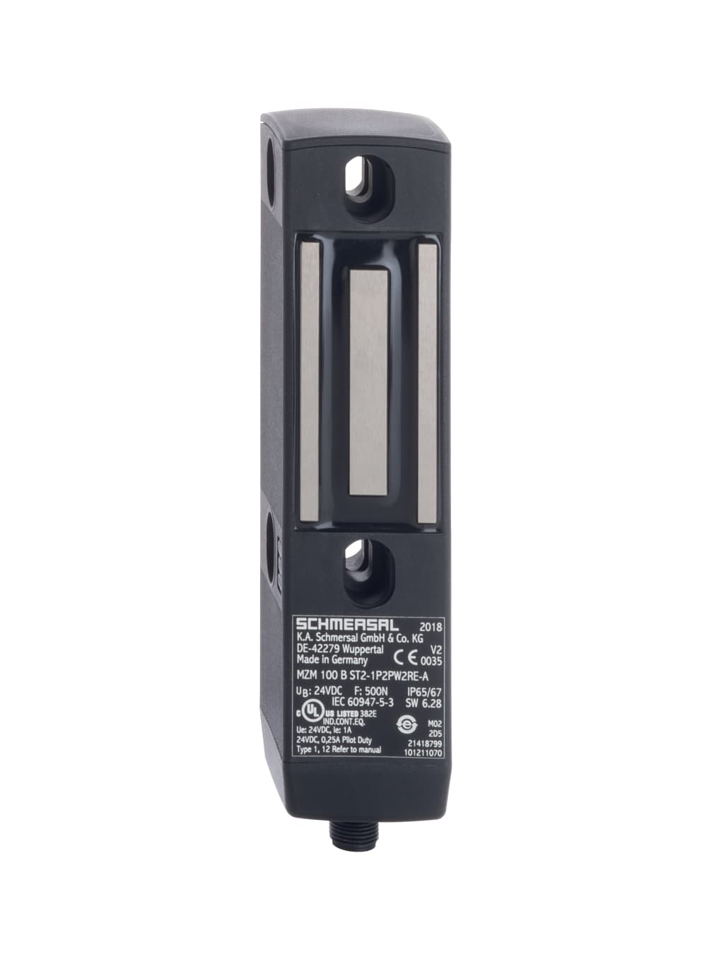 Schmersal MZM 100 B ST2-1P2PW2R60M-A MZM 100 B ST2-1P2PW2R60M-A Schmersal - Solenoid interlocks; Connector M12, 8-pole; Power to lock; Automatic latching; Solenoid interlocks (for the protection of man) with innovating and unique operating principle; 40 mm x 179 mm x 40 mm; Electronic contact-free, coded system; Thermoplastic enc Schmersal MZM 100 B ST2-1P2PW2R60M-A MZM 100 B ST2-1P2PW2R60M-A Schmersal - Solenoid interlocks; Connector M12, 8-pole; Power to lock; Automatic latching; Solenoid interlocks (for the protection of man) with innovating and unique operating principle; 40 mm x 179 mm x 40 mm; Electronic contact-free, coded system; Thermoplastic enc