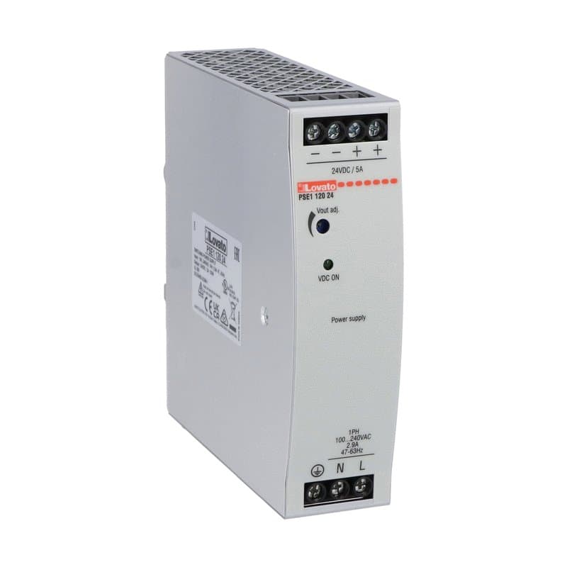 Lovato Electric PSE112024 PSE112024 Lovato - Compact DIN rail switching power supply, single-phase. 24VDC, 5A/120W Lovato Electric PSE112024 PSE112024 Lovato - Compact DIN rail switching power supply, single-phase. 24VDC, 5A/120W