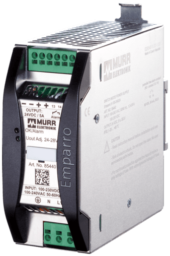 Murr Elektronik 85437 85437 Murrelektronik - EMPARRO POWER SUPPLY 1-PHASE, IN: 100-240VAC OUT: 48-56VDC/2,5A, Power Boost - for 4 seconds 50% additional power, Alarm Contact Murr Elektronik 85437 85437 Murrelektronik - EMPARRO POWER SUPPLY 1-PHASE, IN: 100-240VAC OUT: 48-56VDC/2,5A, Power Boost - for 4 seconds 50% additional power, Alarm Contact