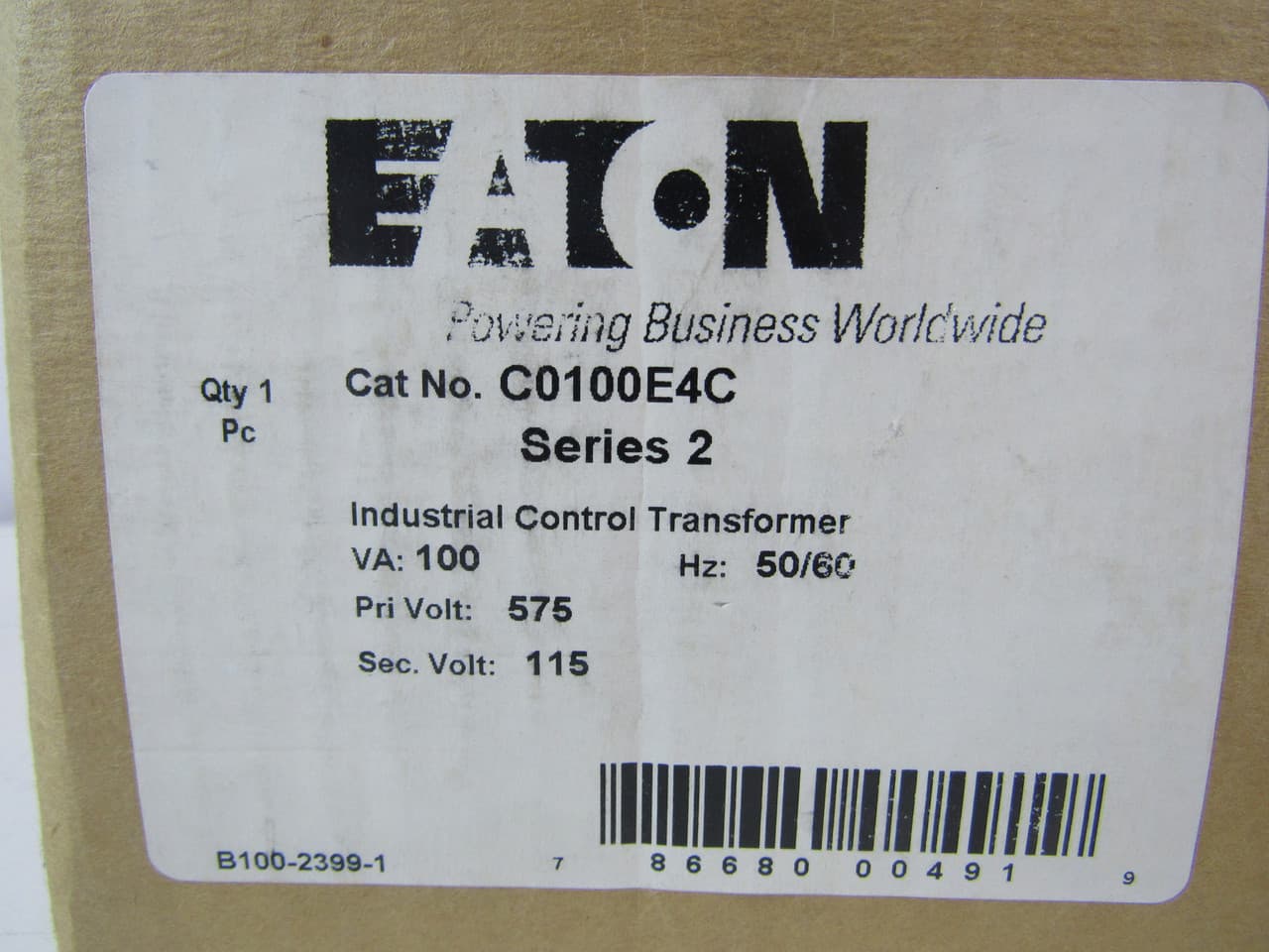 Eaton C0100E4C C0100E4C Eaton - Eaton, type MTE, industrial control transformer, pv: 550/575/600v, taps: none, cu magnet wire, sv: 110/115/120v, 55°c, 100 va Eaton C0100E4C C0100E4C Eaton - Eaton, type MTE, industrial control transformer, pv: 550/575/600v, taps: none, cu magnet wire, sv: 110/115/120v, 55°c, 100 va
