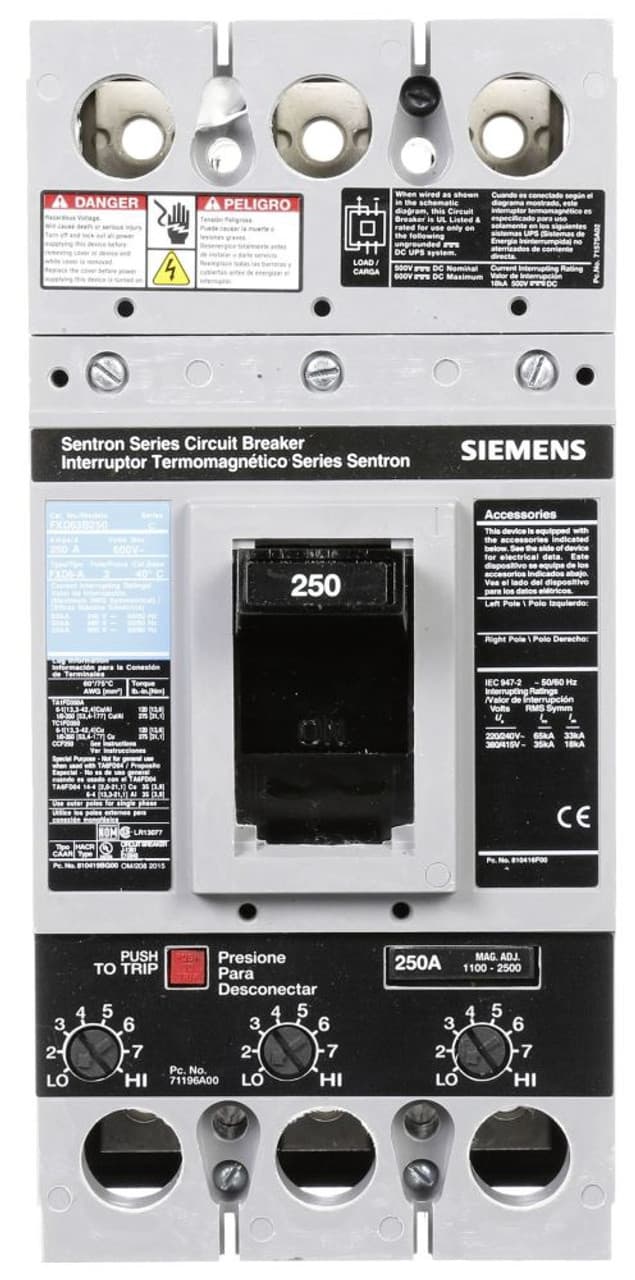 FXD63B250 Part Image. Manufactured by Siemens.