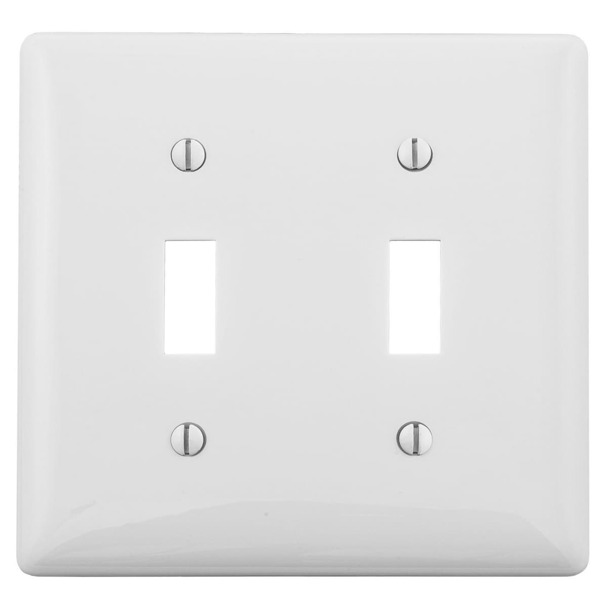 Hubbell NP2W Wallplates and Box Covers, Wallplate, Nylon, 2-Gang, 2) Toggle, White ; Reinforcement ribs for extra strength ; Captive screw feature holds mounting screw in place ; High-impact, self-extinguishing nylon material ; Smooth, easy to clean finish ; Standard Hubbell NP2W Wallplates and Box Covers, Wallplate, Nylon, 2-Gang, 2) Toggle, White ; Reinforcement ribs for extra strength ; Captive screw feature holds mounting screw in place ; High-impact, self-extinguishing nylon material ; Smooth, easy to clean finish ; Standard