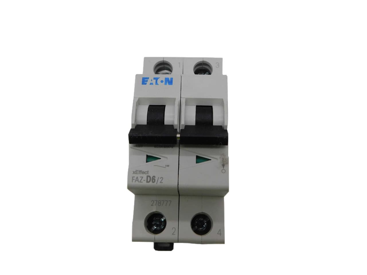 Eaton FAZ-D6/2 Eaton FAZ supplementary protector,UL 1077 Industrial miniature circuit breaker - supplementary protector,High levels of inrush current are expected,6 A,15 kAIC,Two-pole,10-20X /n,50-60 Hz,Standard terminals,D Curve Eaton FAZ-D6/2 Eaton FAZ supplementary protector,UL 1077 Industrial miniature circuit breaker - supplementary protector,High levels of inrush current are expected,6 A,15 kAIC,Two-pole,10-20X /n,50-60 Hz,Standard terminals,D Curve