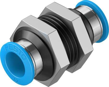 Festo 153161 push-in bulkhead connector QSS-12 Size: Standard, Nominal size: 11 mm, Assembly position: Any, Container size: 10, Design structure: Push/pull principle Festo 153161 push-in bulkhead connector QSS-12 Size: Standard, Nominal size: 11 mm, Assembly position: Any, Container size: 10, Design structure: Push/pull principle