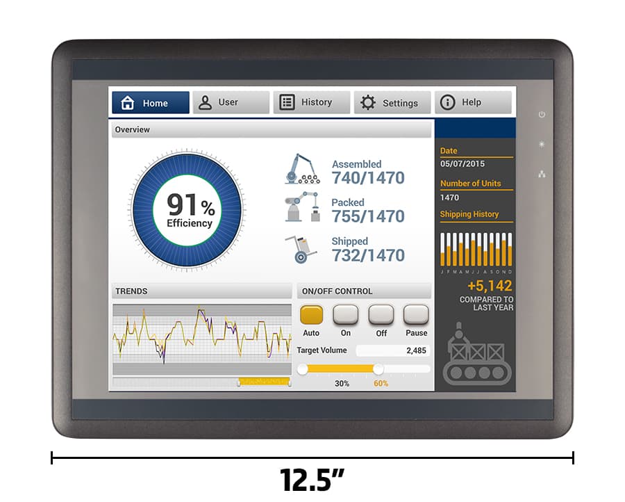 Maple Systems HMI5121P 12.1\" Advanced HMI, 1 Ethernet Port, 2 USB Ports, 2 Serial Ports, CANBus, Dark Grey, Aluminum Enclosure Maple Systems HMI5121P 12.1\" Advanced HMI, 1 Ethernet Port, 2 USB Ports, 2 Serial Ports, CANBus, Dark Grey, Aluminum Enclosure
