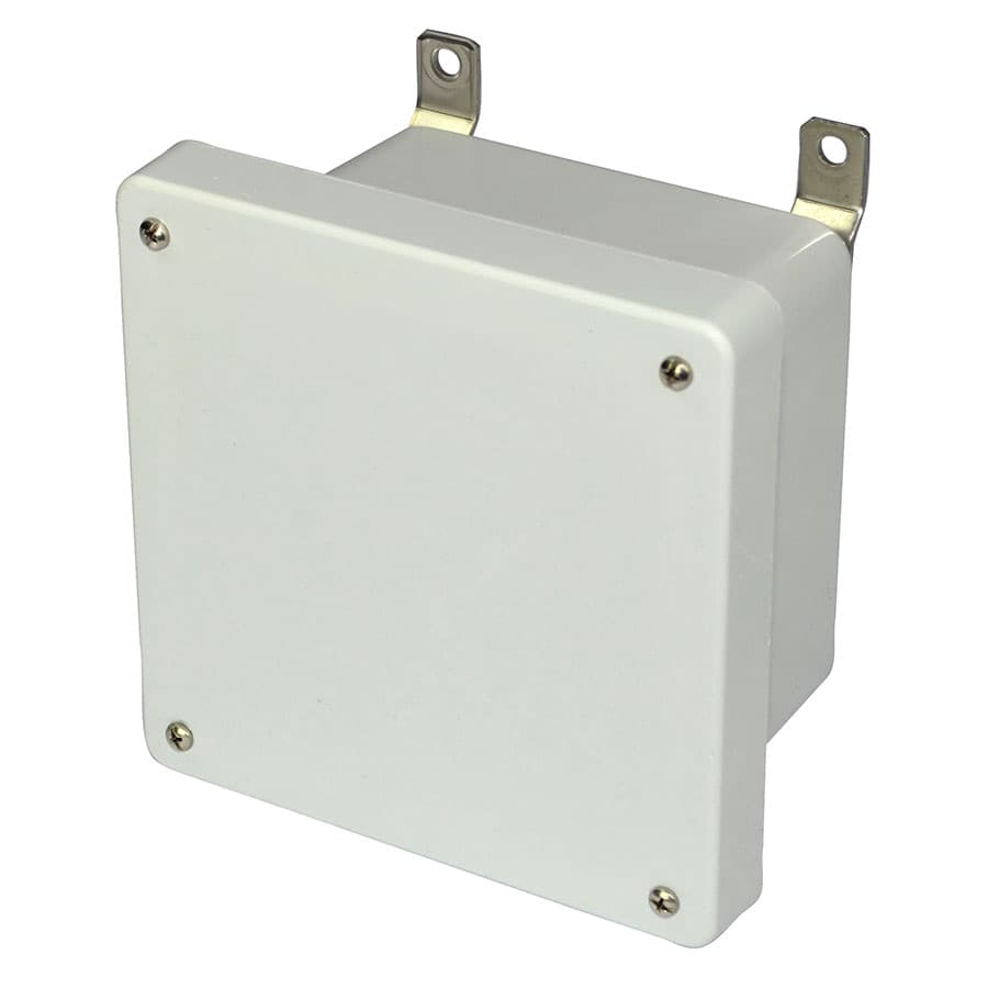 Allied Moulded Products AM664 6"x6"x4" AM Series fiberglass wall mount enclosure assembly with 4-screw lift-off cover Allied Moulded Products AM664 6"x6"x4" AM Series fiberglass wall mount enclosure assembly with 4-screw lift-off cover