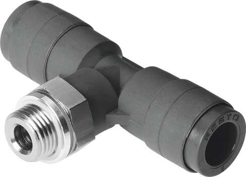 Festo 186336 push-in T-fitting QST-V0-G1/8-6 360° orientable, male thread with external hexagon. Size: Standard, Nominal size: 4,2 mm, Material fire test: (* UL94 V-0 (housing), * UL94 V-0 (releasing ring)), Type of seal on screw-in stud: Sealing ring, Design structur Festo 186336 push-in T-fitting QST-V0-G1/8-6 360° orientable, male thread with external hexagon. Size: Standard, Nominal size: 4,2 mm, Material fire test: (* UL94 V-0 (housing), * UL94 V-0 (releasing ring)), Type of seal on screw-in stud: Sealing ring, Design structur