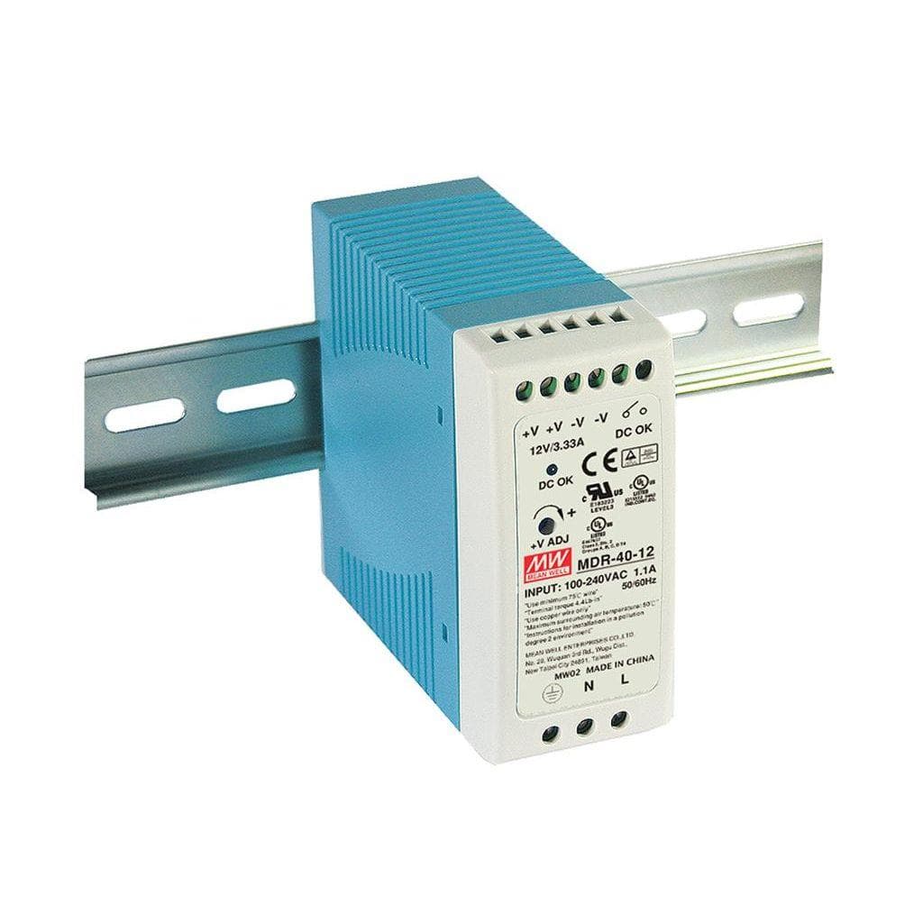 MEAN WELL MDR-40-12 AC-DC Industrial DIN rail power supply; Output 12Vdc at 3.33A; plastic case MEAN WELL MDR-40-12 AC-DC Industrial DIN rail power supply; Output 12Vdc at 3.33A; plastic case