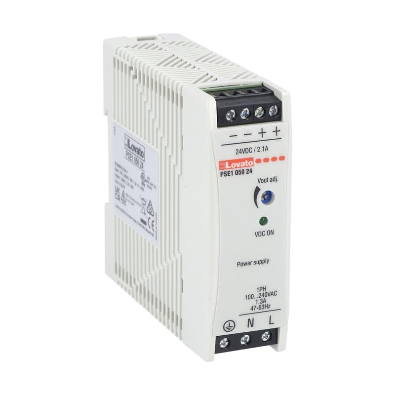 Lovato Electric PSE105024 PSE105024 Lovato - Compact DIN rail switching power supply, single-phase. 24VDC, 2.1A/50W Lovato Electric PSE105024 PSE105024 Lovato - Compact DIN rail switching power supply, single-phase. 24VDC, 2.1A/50W