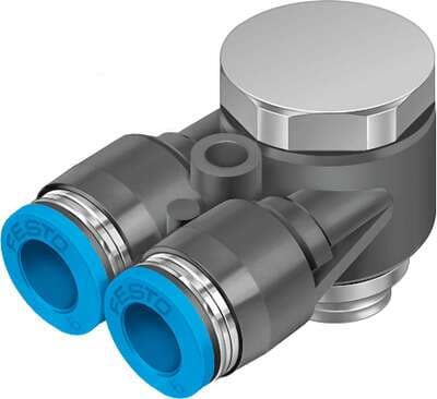 Festo 186211 push-in Y-fitting QSYLV-G3/8-10 360° orientable, male thread with external hexagon. Size: Standard, Nominal size: 5,2 mm, Type of seal on screw-in stud: Sealing ring, Assembly position: Any, Container size: 1 Festo 186211 push-in Y-fitting QSYLV-G3/8-10 360° orientable, male thread with external hexagon. Size: Standard, Nominal size: 5,2 mm, Type of seal on screw-in stud: Sealing ring, Assembly position: Any, Container size: 1