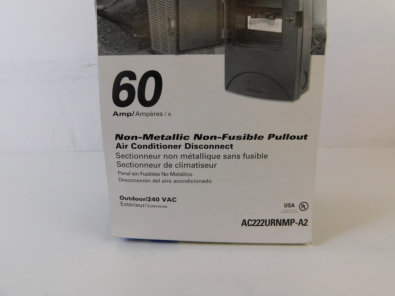 Eaton AC222URNMP-A2 Eaton AC222URNMP-A2 Disconnect Switches Air Conditioner Disconnect 60A 240V 50/60Hz 1Ph Non Fusible Black 2Wire EA NEMA Type 3R Eaton AC222URNMP-A2 Eaton AC222URNMP-A2 Disconnect Switches Air Conditioner Disconnect 60A 240V 50/60Hz 1Ph Non Fusible Black 2Wire EA NEMA Type 3R