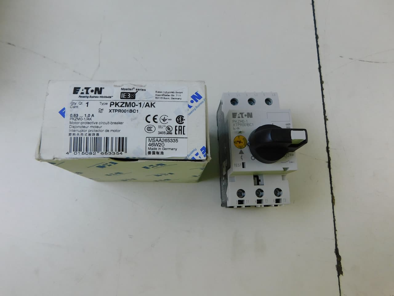Eaton XTPR001BC1 XTPR001BC1 Eaton - Eaton IEC motor control Manual Motor Protector, 1A, 45 mm Frame size, Class 10 trip type, Rotary type Eaton XTPR001BC1 XTPR001BC1 Eaton - Eaton IEC motor control Manual Motor Protector, 1A, 45 mm Frame size, Class 10 trip type, Rotary type
