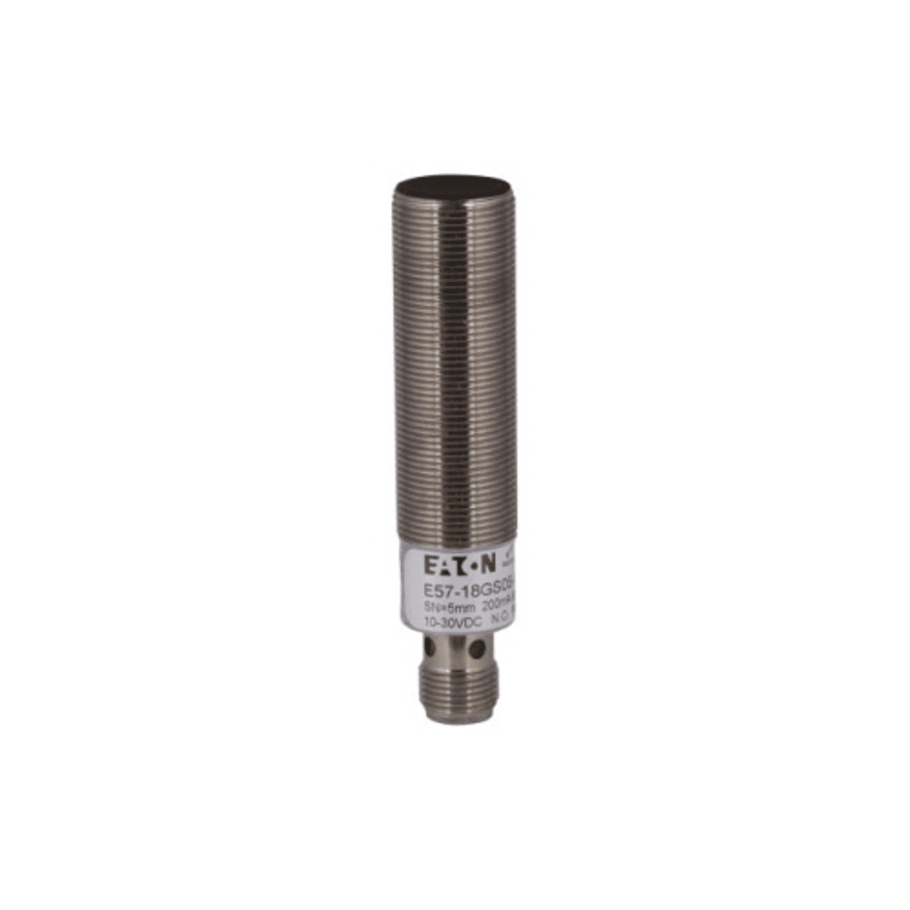 Eaton E57-18GS05-GDB E57-18GS05-GDB Eaton - Eaton Inductive Global Proximity Sensor, E57, 5 mm range, Straight, Shielded, Output ON, M12, 100 mA at 10-30 Vdc, 4 pin, <1.0% sensing range, PNP open collector, NO, 10-30 Vdc Eaton E57-18GS05-GDB E57-18GS05-GDB Eaton - Eaton Inductive Global Proximity Sensor, E57, 5 mm range, Straight, Shielded, Output ON, M12, 100 mA at 10-30 Vdc, 4 pin, <1.0% sensing range, PNP open collector, NO, 10-30 Vdc