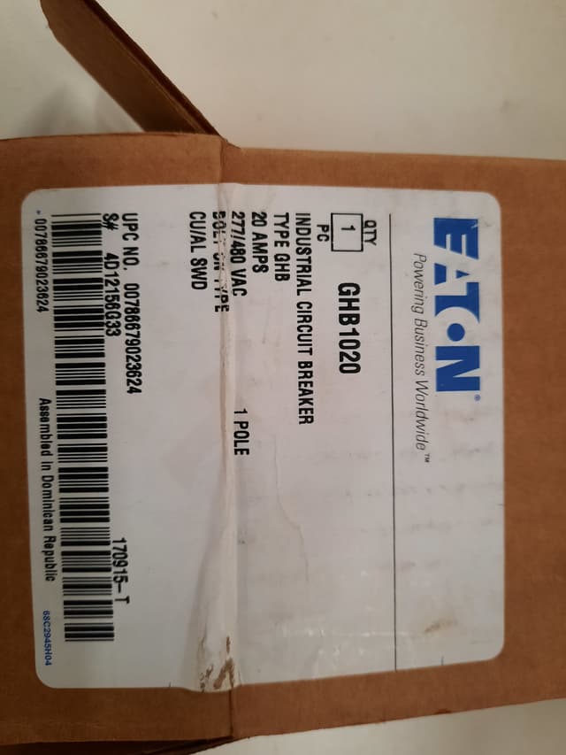 GHB1020 Part Image. Manufactured by Eaton.