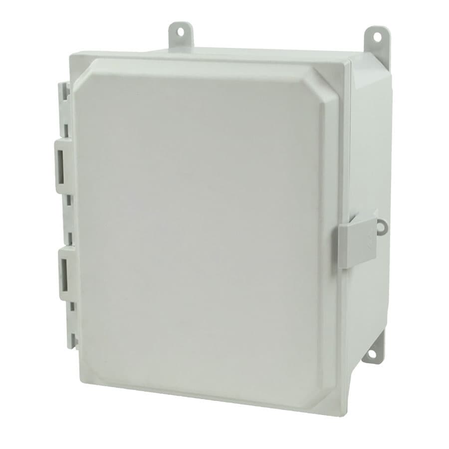 Allied Moulded Products AMU1086NL 10"x8"x6" ULTRALINE® fiberglass wall mount enclosure assembly with hinged cover and nonmetal snap latch Allied Moulded Products AMU1086NL 10"x8"x6" ULTRALINE® fiberglass wall mount enclosure assembly with hinged cover and nonmetal snap latch