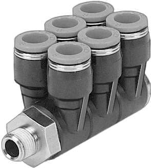 Festo 153242 multiple distributor QSLV6-1/8-6 6-fold, 360° orientable. Size: Standard, Nominal size: 2,9 mm, Type of seal on screw-in stud: coating, Assembly position: Any, Design structure: Push/pull principle Festo 153242 multiple distributor QSLV6-1/8-6 6-fold, 360° orientable. Size: Standard, Nominal size: 2,9 mm, Type of seal on screw-in stud: coating, Assembly position: Any, Design structure: Push/pull principle