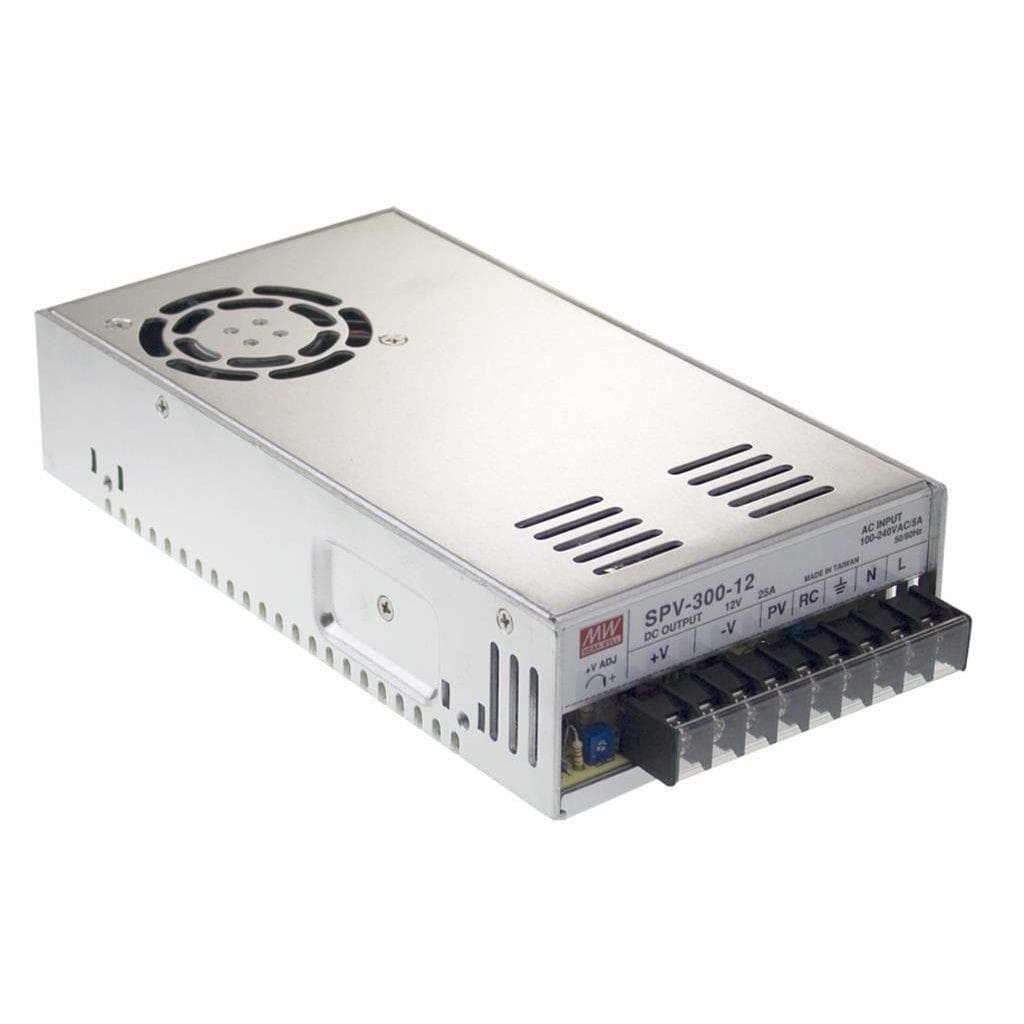 MEAN WELL SPV-300-12 AC-DC Enclosed power supply; Output 12Vdc at 25A; forced air cooling; Programmable output 20-110% MEAN WELL SPV-300-12 AC-DC Enclosed power supply; Output 12Vdc at 25A; forced air cooling; Programmable output 20-110%