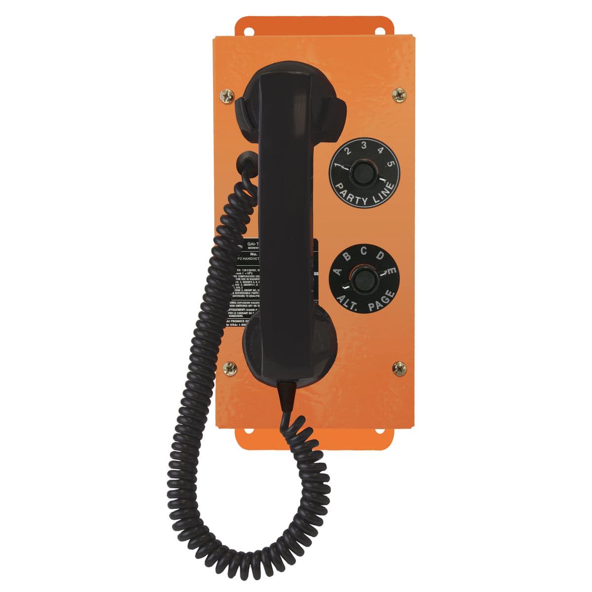 Hubbell 915-144S1R0 SP2 Indoor Handset/Speaker Station, 100-240 VAC, UL Class I, Div. 2, Ethernet cable connection, 70/100V speaker output, Zone Selector Switch, RTU output, Orange finish, 6' Hytrel handset cord Hubbell 915-144S1R0 SP2 Indoor Handset/Speaker Station, 100-240 VAC, UL Class I, Div. 2, Ethernet cable connection, 70/100V speaker output, Zone Selector Switch, RTU output, Orange finish, 6' Hytrel handset cord