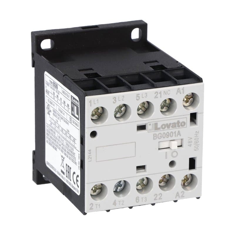 Lovato Electric 11BG0901A400 11BG0901A400 Lovato - Three-pole contactor, IEC operating current Ie (AC3) = 9A, AC coil 50/60Hz, 400VAC, 1NC auxiliary contact Lovato Electric 11BG0901A400 11BG0901A400 Lovato - Three-pole contactor, IEC operating current Ie (AC3) = 9A, AC coil 50/60Hz, 400VAC, 1NC auxiliary contact