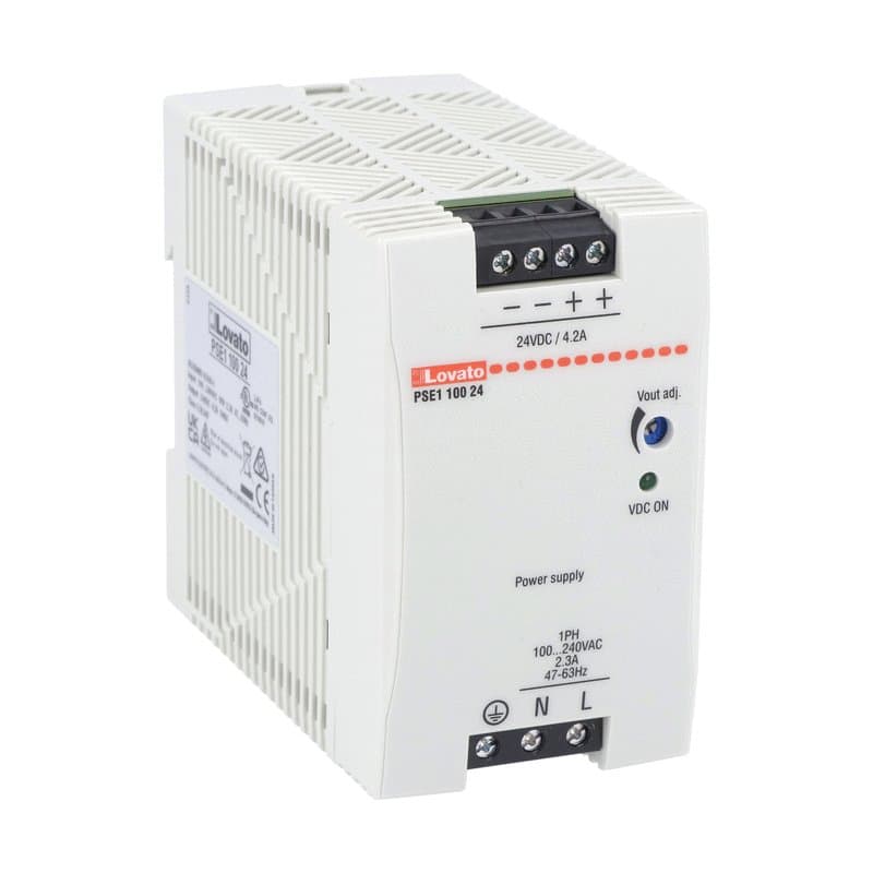 Lovato Electric PSE110024 PSE110024 Lovato - Compact DIN rail switching power supply, single-phase. 24VDC, 4.2A/100W Lovato Electric PSE110024 PSE110024 Lovato - Compact DIN rail switching power supply, single-phase. 24VDC, 4.2A/100W
