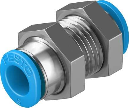Festo 153377 push-in bulkhead connector QSMS-6 Size: Mini, Nominal size: 3,7 mm, Assembly position: Any, Container size: 10, Design structure: Push/pull principle Festo 153377 push-in bulkhead connector QSMS-6 Size: Mini, Nominal size: 3,7 mm, Assembly position: Any, Container size: 10, Design structure: Push/pull principle