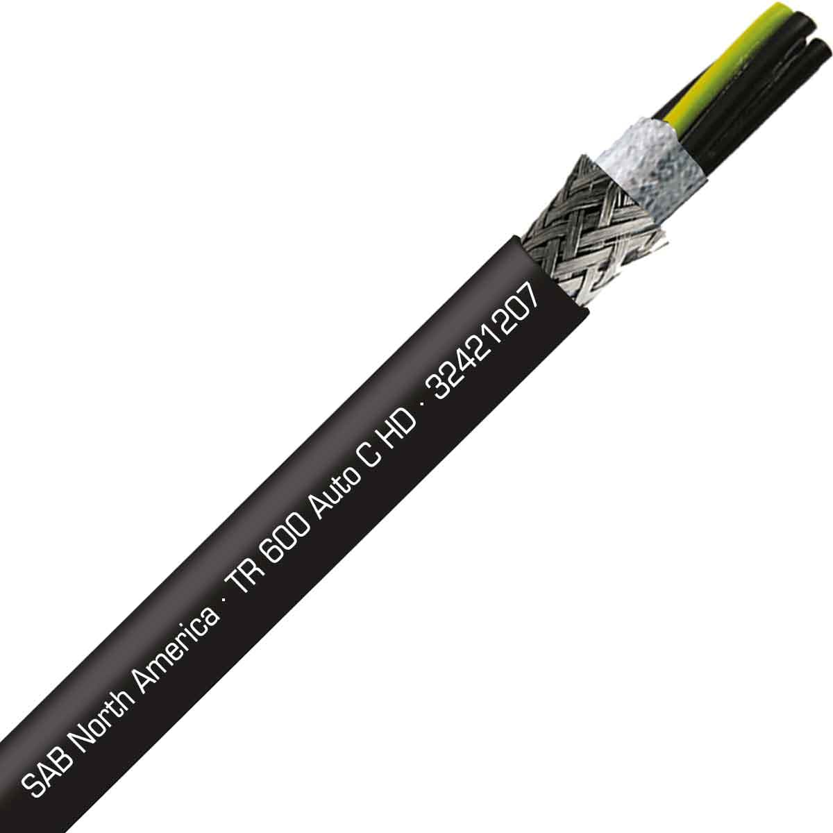 SAB 32421207 TR 600 Auto C HD - 12 AWG/7c, shielded continuous flex exposed run TPE tray cable, UL, CSA, CE, RoHS SAB 32421207 TR 600 Auto C HD - 12 AWG/7c, shielded continuous flex exposed run TPE tray cable, UL, CSA, CE, RoHS