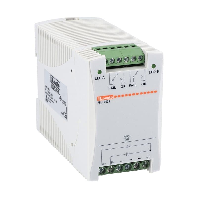 Lovato Electric PSLR2024 PSLR2024 Lovato - DIN rail redundancy module, 24VDC, 20A Lovato Electric PSLR2024 PSLR2024 Lovato - DIN rail redundancy module, 24VDC, 20A