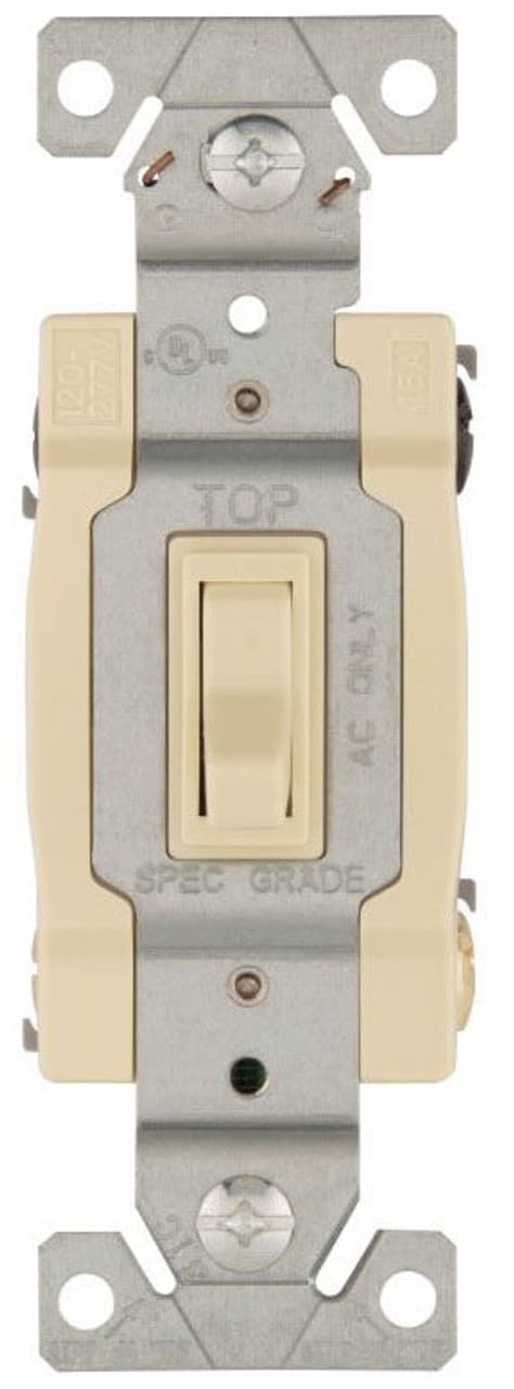 Eaton 1242-7V-BOX 1242-7V-BOX Eaton - Eaton toggle switch, #14-10 AWG, 15A, Wall, 120V, Side and push, Grounding, Ivory, Four-way, Polycarbonate Eaton 1242-7V-BOX 1242-7V-BOX Eaton - Eaton toggle switch, #14-10 AWG, 15A, Wall, 120V, Side and push, Grounding, Ivory, Four-way, Polycarbonate