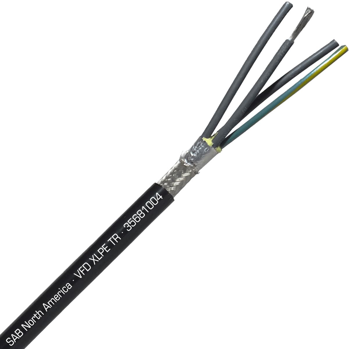 SAB 35681004 VFD XLPE TR - 10 AWG/4c, oil resistant XLPE insulated VFD cable with foil and braid shield, UL, CSA, WTTC, TC-ER, CE, RoHS SAB 35681004 VFD XLPE TR - 10 AWG/4c, oil resistant XLPE insulated VFD cable with foil and braid shield, UL, CSA, WTTC, TC-ER, CE, RoHS