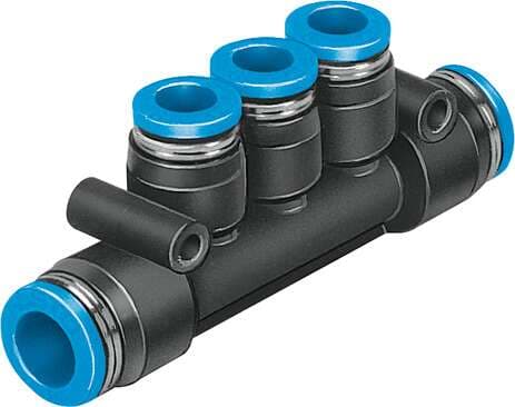 Festo 153203 multiple distributor QST3-6-4 360° orientable, 4 outlets. Size: Standard, Nominal size: 2,5 mm, Assembly position: Any, Design structure: Push/pull principle, Container size: 1 Festo 153203 multiple distributor QST3-6-4 360° orientable, 4 outlets. Size: Standard, Nominal size: 2,5 mm, Assembly position: Any, Design structure: Push/pull principle, Container size: 1