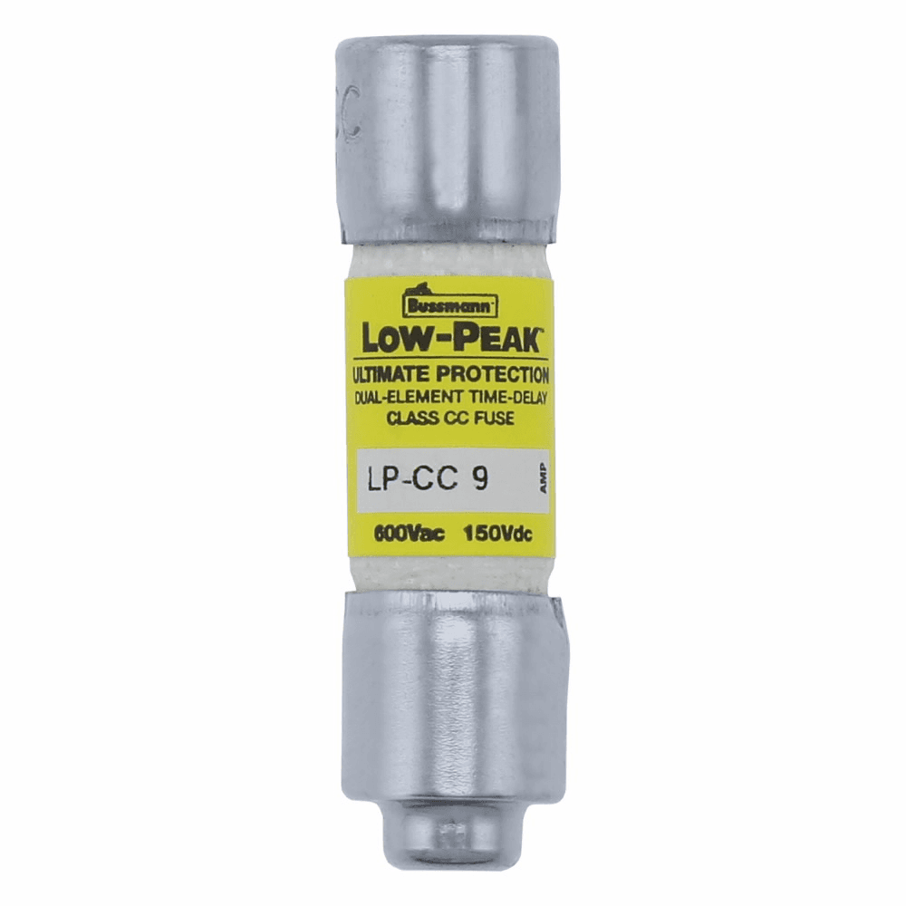 Cooper Bussmann LP-CC-9 LP-CC-9 Cooper Bussmann - Eaton Bussmann series LP-CC fuse, Current-limiting time-delay fuse, Rejection style, 9 A, Dual, CC, Non-indicating, Ferrule end x ferrule end, 12 sec at 200%, 20 kAIC at 150 Vdc,200 kAIC at 600 V, Melamine tube, Standard, 10, 600 V, 150 Vdc Cooper Bussmann LP-CC-9 LP-CC-9 Cooper Bussmann - Eaton Bussmann series LP-CC fuse, Current-limiting time-delay fuse, Rejection style, 9 A, Dual, CC, Non-indicating, Ferrule end x ferrule end, 12 sec at 200%, 20 kAIC at 150 Vdc,200 kAIC at 600 V, Melamine tube, Standard, 10, 600 V, 150 Vdc