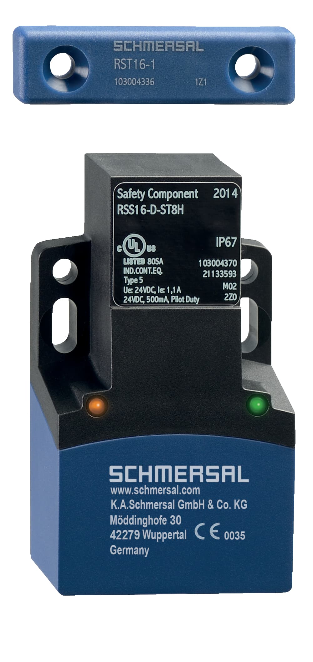 Schmersal RSS16-D-CC RSS16-D-CC Schmersal - Safety sensors; Electronic safety sensors; Universal coding with RFID technology; Spring pulley connection; Series-wiring unlimited; without latching; Thermoplastic enclosure; RFID-technology for needs-based protection against tampering; 3 different direc Schmersal RSS16-D-CC RSS16-D-CC Schmersal - Safety sensors; Electronic safety sensors; Universal coding with RFID technology; Spring pulley connection; Series-wiring unlimited; without latching; Thermoplastic enclosure; RFID-technology for needs-based protection against tampering; 3 different direc