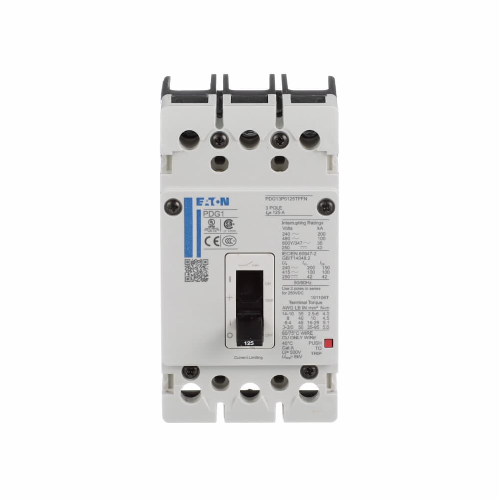 Eaton PDG13M0050TFFJ PDG13M0050TFFJ Eaton - Eaton Power Defense molded case circuit breaker, Globally Rated, Frame 1, Three Pole, 50A, 65kA/480V, T-M (Fxd-Fxd) TU, Standard Line and Load (PDG1X3T125) Eaton PDG13M0050TFFJ PDG13M0050TFFJ Eaton - Eaton Power Defense molded case circuit breaker, Globally Rated, Frame 1, Three Pole, 50A, 65kA/480V, T-M (Fxd-Fxd) TU, Standard Line and Load (PDG1X3T125)