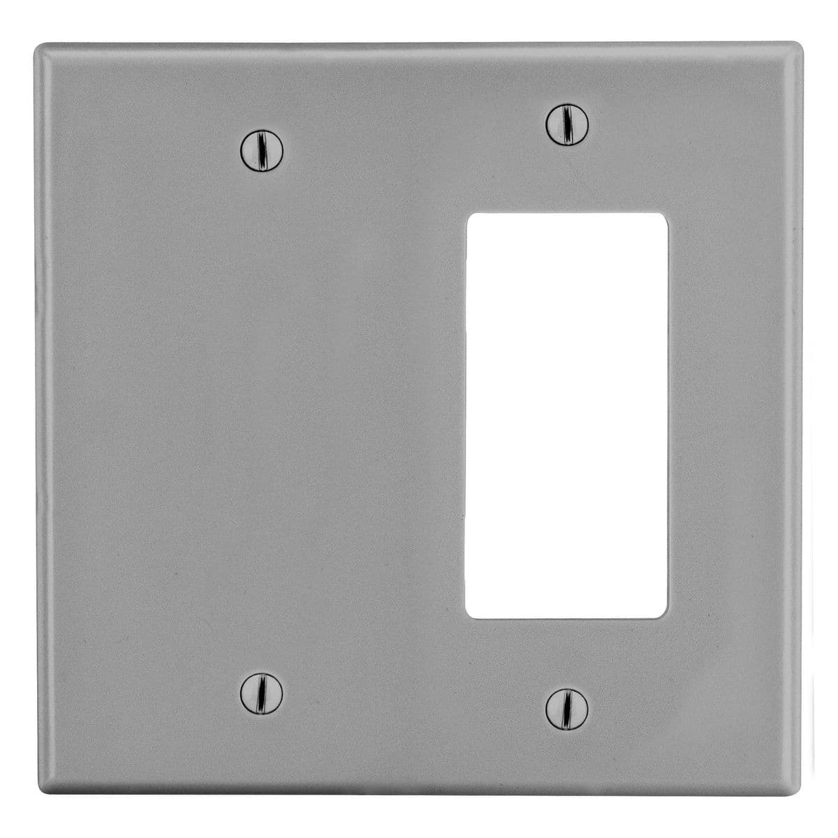 Hubbell PJ1326GY Wallplate, Mid-Size 2-Gang, 1) Decorator 1) Box Mount Blank, Gray ; High-impact, self-extinguishing polycarbonate material ; More Rigid ; Sharp lines and less dimpling ; Smooth satin finish ; Blends into wall with an optimum finish ; Smooth Satin Finish Hubbell PJ1326GY Wallplate, Mid-Size 2-Gang, 1) Decorator 1) Box Mount Blank, Gray ; High-impact, self-extinguishing polycarbonate material ; More Rigid ; Sharp lines and less dimpling ; Smooth satin finish ; Blends into wall with an optimum finish ; Smooth Satin Finish