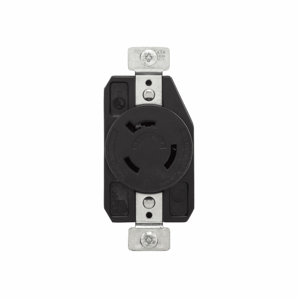Eaton CWL1220R CWL1220R Eaton - Eaton auto grip locking receptacle, #14-8 AWG, 20A, Industrial, 480V, Back and side wiring, Black, Single, L12-20, Three-pole, Three-wire, Glass-filled nylon, -40° to 60°C Eaton CWL1220R CWL1220R Eaton - Eaton auto grip locking receptacle, #14-8 AWG, 20A, Industrial, 480V, Back and side wiring, Black, Single, L12-20, Three-pole, Three-wire, Glass-filled nylon, -40° to 60°C