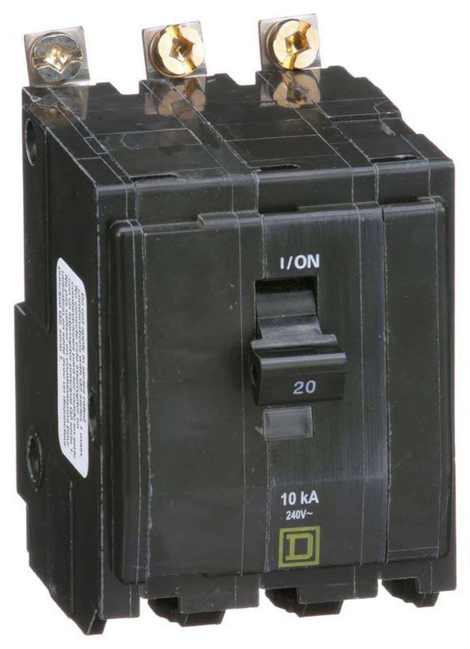 Schneider Electric QOB320 Square D by Schneider Electric QOB320 is a Miniature Circuit Breaker (MCB) designed for bolt-on mounting. It features a rated current of 20A and accommodates a bolt-on connection type. This MCB is compatible with a voltage rating of 48Vdc and 120/240Vac, supporting a cross-section of 14-8AWG for 1 cable Al/Cu. It is a 3 Pole device with a short circuit breaking rating of 10kA at 240Vac and 5kA at 48Vdc. The terminals are of the press plate type. Schneider Electric QOB320 Square D by Schneider Electric QOB320 is a Miniature Circuit Breaker (MCB) designed for bolt-on mounting. It features a rated current of 20A and accommodates a bolt-on connection type. This MCB is compatible with a voltage rating of 48Vdc and 120/240Vac, supporting a cross-section of 14-8AWG for 1 cable Al/Cu. It is a 3 Pole device with a short circuit breaking rating of 10kA at 240Vac and 5kA at 48Vdc. The terminals are of the press plate type.