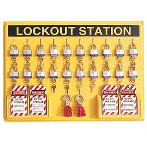 Honeywell LSF106F Lockout Station; North; Department; Double Walled Polystyrene With Pre-Drilled Mounting Hole and Metal Hook; 21" Width X 29" Height; Includes 20 Solid Master Lock Padlock With Blue Trim, 100 3" X 5-3/4" Durable Lockout Tag Printed With Do Not Operate, 20M Honeywell LSF106F Lockout Station; North; Department; Double Walled Polystyrene With Pre-Drilled Mounting Hole and Metal Hook; 21" Width X 29" Height; Includes 20 Solid Master Lock Padlock With Blue Trim, 100 3" X 5-3/4" Durable Lockout Tag Printed With Do Not Operate, 20M