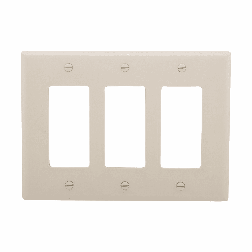 Eaton 2063LA-BOX 2063LA-BOX Eaton - Eaton Decorator / GFCI wallplate, Lt. Almond, Decorator Cutout, Thermoset, Three- gang, Mid-size, ED Box Eaton 2063LA-BOX 2063LA-BOX Eaton - Eaton Decorator / GFCI wallplate, Lt. Almond, Decorator Cutout, Thermoset, Three- gang, Mid-size, ED Box